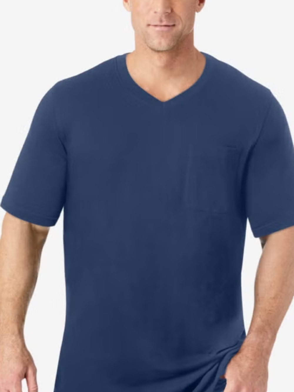 Men's V-Neck Pocket Tee in Navy. 5XLT. New. King Size Brand